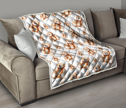 Cute Teddy Bear Pattern Print Quilt