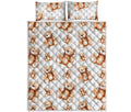 Cute Teddy Bear Pattern Print Quilt Bed Set