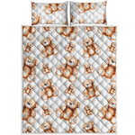 Cute Teddy Bear Pattern Print Quilt Bed Set