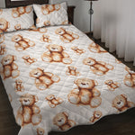 Cute Teddy Bear Pattern Print Quilt Bed Set