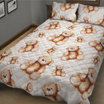 Cute Teddy Bear Pattern Print Quilt Bed Set