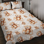 Cute Teddy Bear Pattern Print Quilt Bed Set