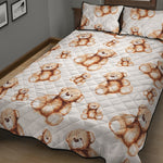 Cute Teddy Bear Pattern Print Quilt Bed Set