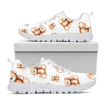 Cute Teddy Bear Pattern Print White Sneakers