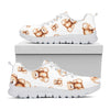 Cute Teddy Bear Pattern Print White Sneakers