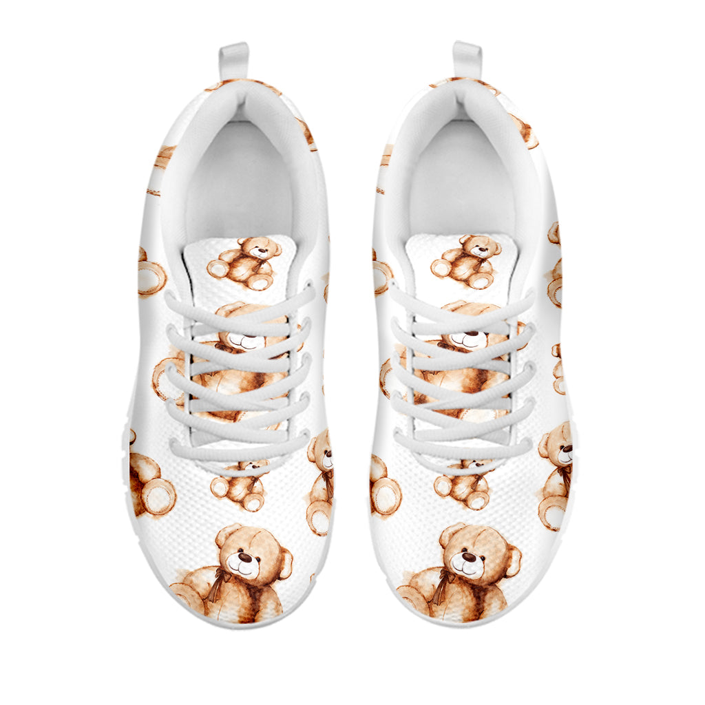 Cute Teddy Bear Pattern Print White Sneakers