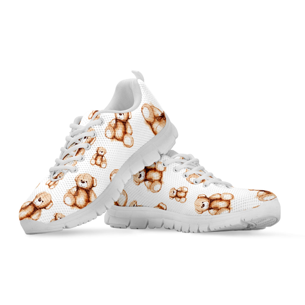 Cute Teddy Bear Pattern Print White Sneakers