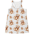 Cute Teddy Bear Pattern Print Women's Racerback Tank Top
