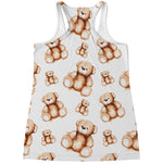 Cute Teddy Bear Pattern Print Women's Racerback Tank Top