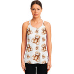 Cute Teddy Bear Pattern Print Women's Racerback Tank Top