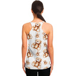 Cute Teddy Bear Pattern Print Women's Racerback Tank Top