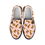 Cute Tiger Pattern Print Black Slip On Shoes