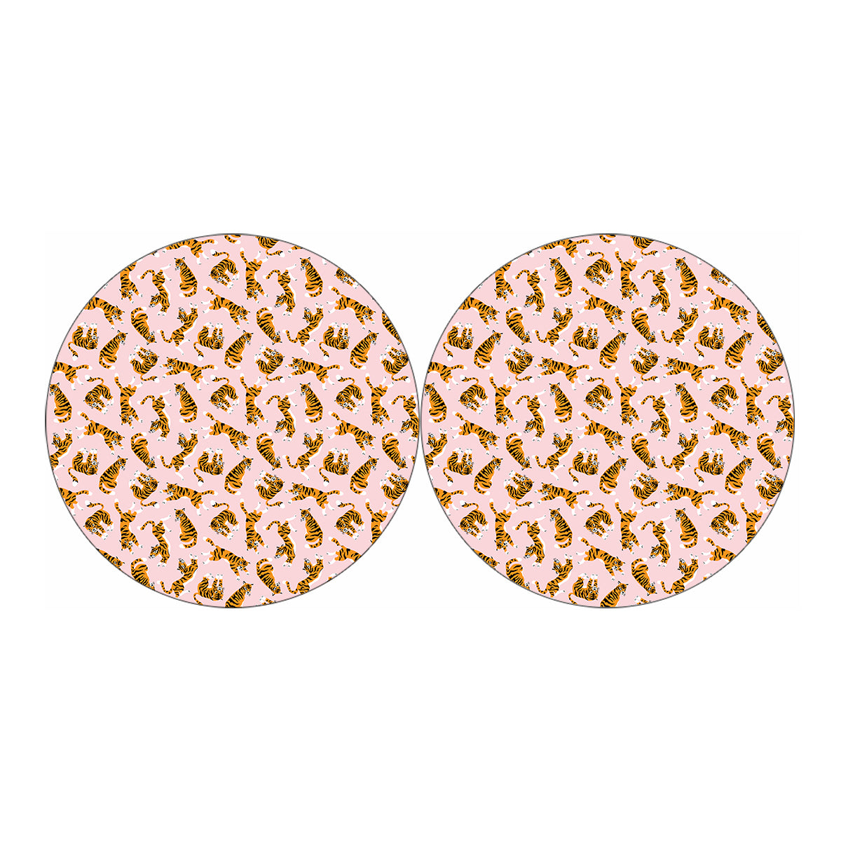 Cute Tiger Pattern Print Car Coasters