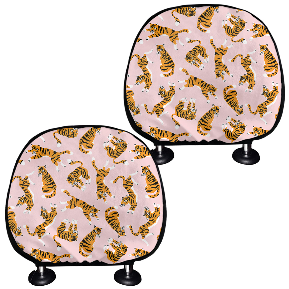Cute Tiger Pattern Print Car Headrest Covers