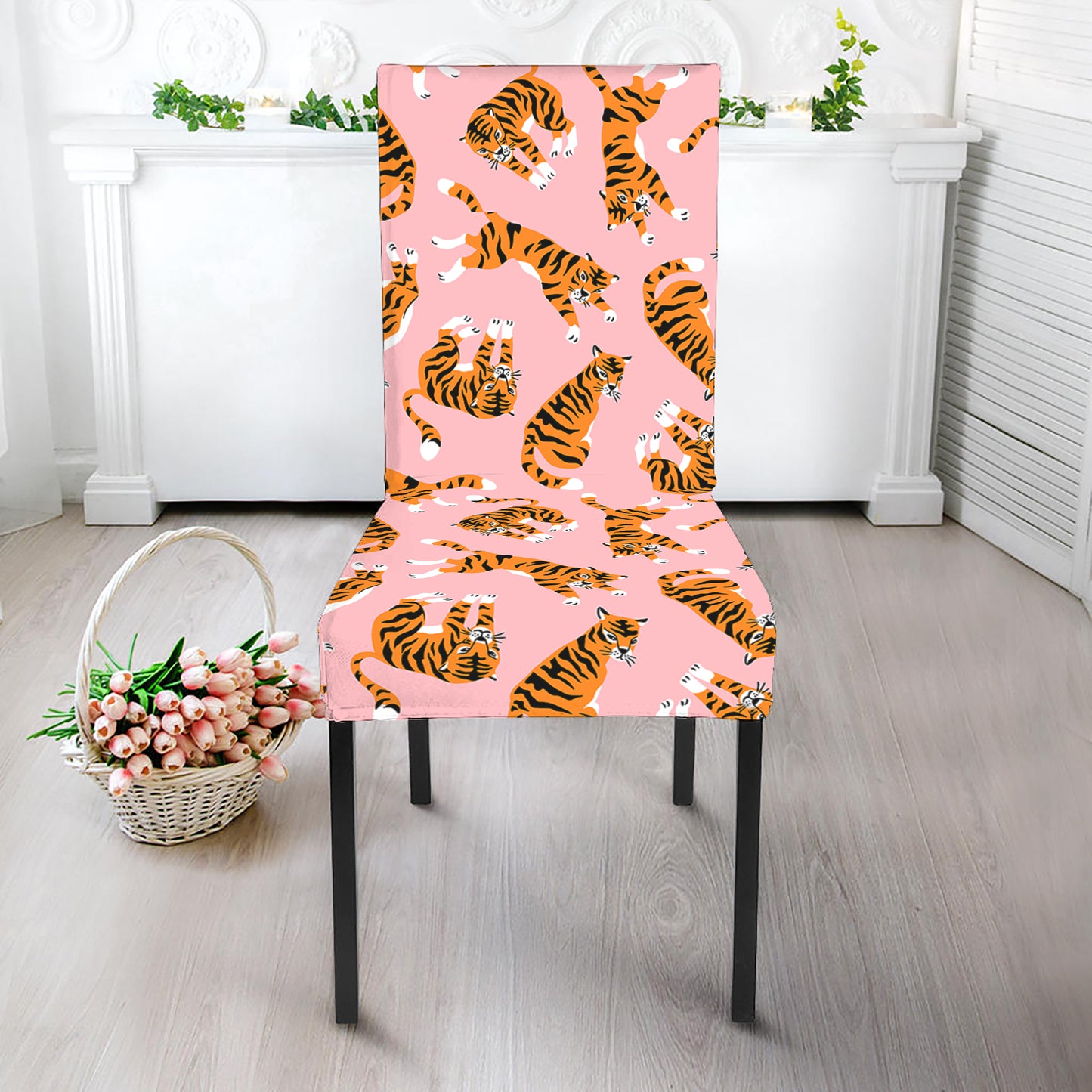 Cute Tiger Pattern Print Dining Chair Slipcover
