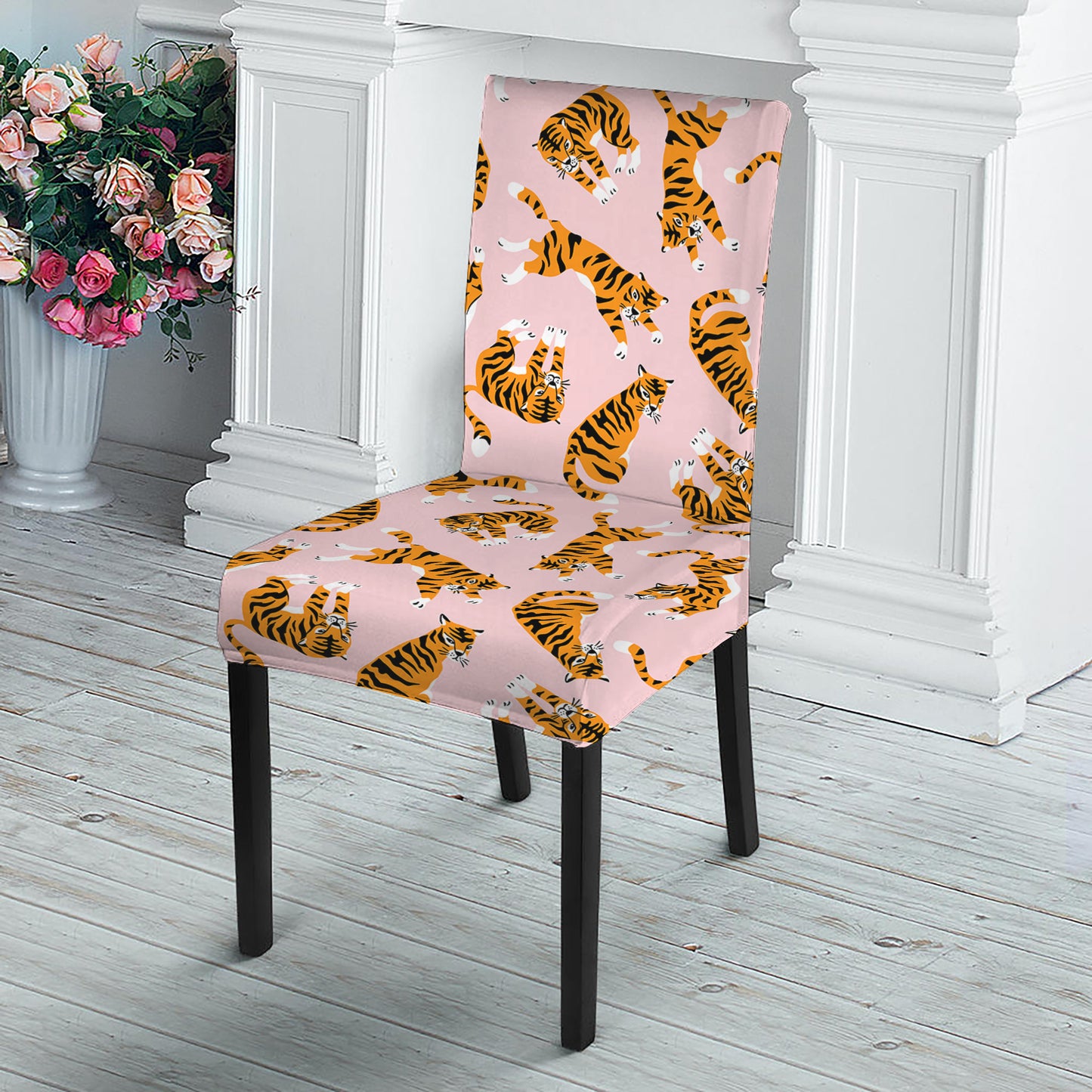 Cute Tiger Pattern Print Dining Chair Slipcover