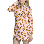 Cute Tiger Pattern Print Hoodie Dress