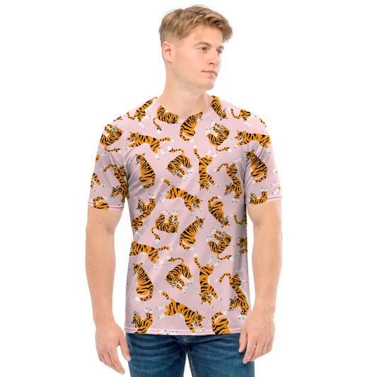 Cute Tiger Pattern Print Men's T-Shirt