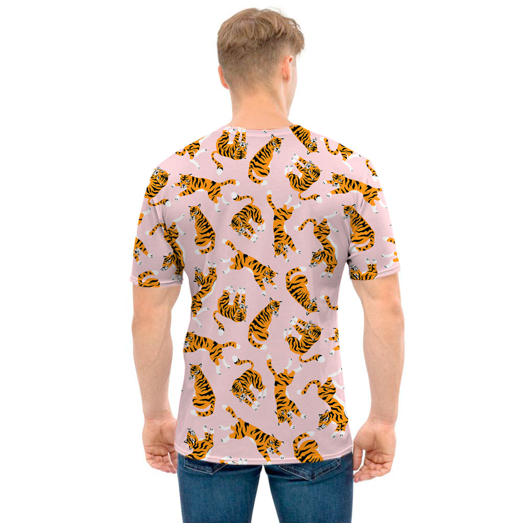 Cute Tiger Pattern Print Men's T-Shirt