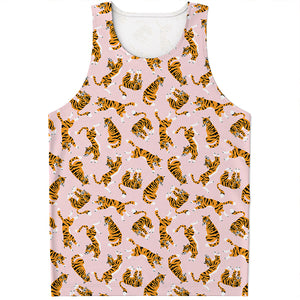 Cute Tiger Pattern Print Men's Tank Top