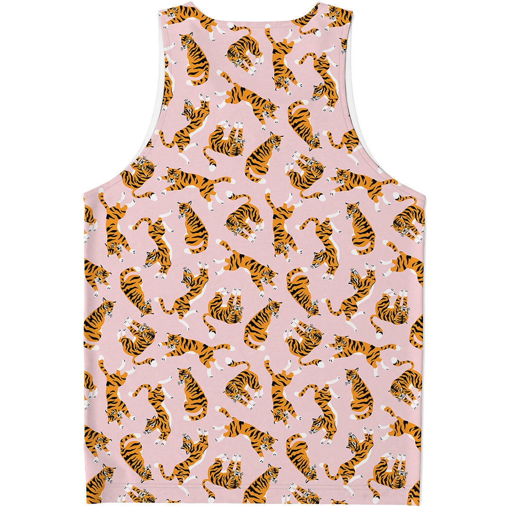 Cute Tiger Pattern Print Men's Tank Top
