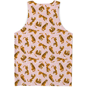 Cute Tiger Pattern Print Men's Tank Top