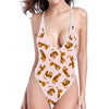 Cute Tiger Pattern Print One Piece High Cut Swimsuit