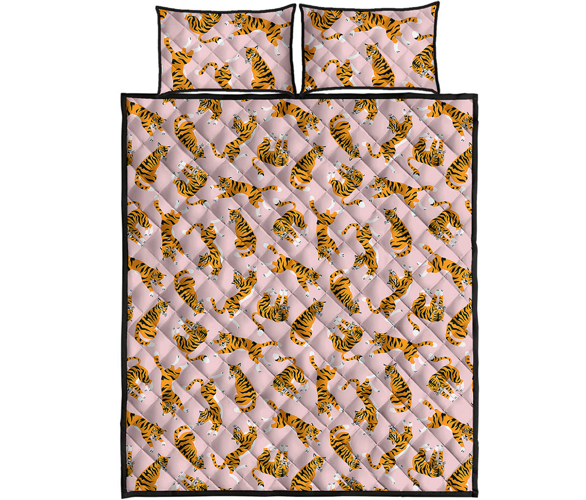 Cute Tiger Pattern Print Quilt Bed Set