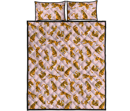 Cute Tiger Pattern Print Quilt Bed Set