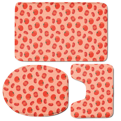 Cute Tomato Pattern Print 3 Piece Bath Mat Set