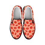 Cute Tomato Pattern Print Black Slip On Shoes