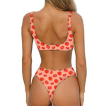 Cute Tomato Pattern Print Front Bow Tie Bikini