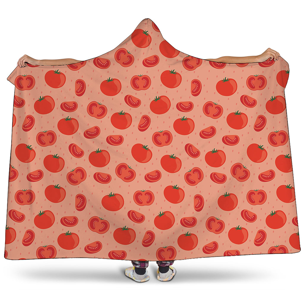 Cute Tomato Pattern Print Hooded Blanket