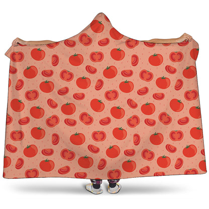 Cute Tomato Pattern Print Hooded Blanket
