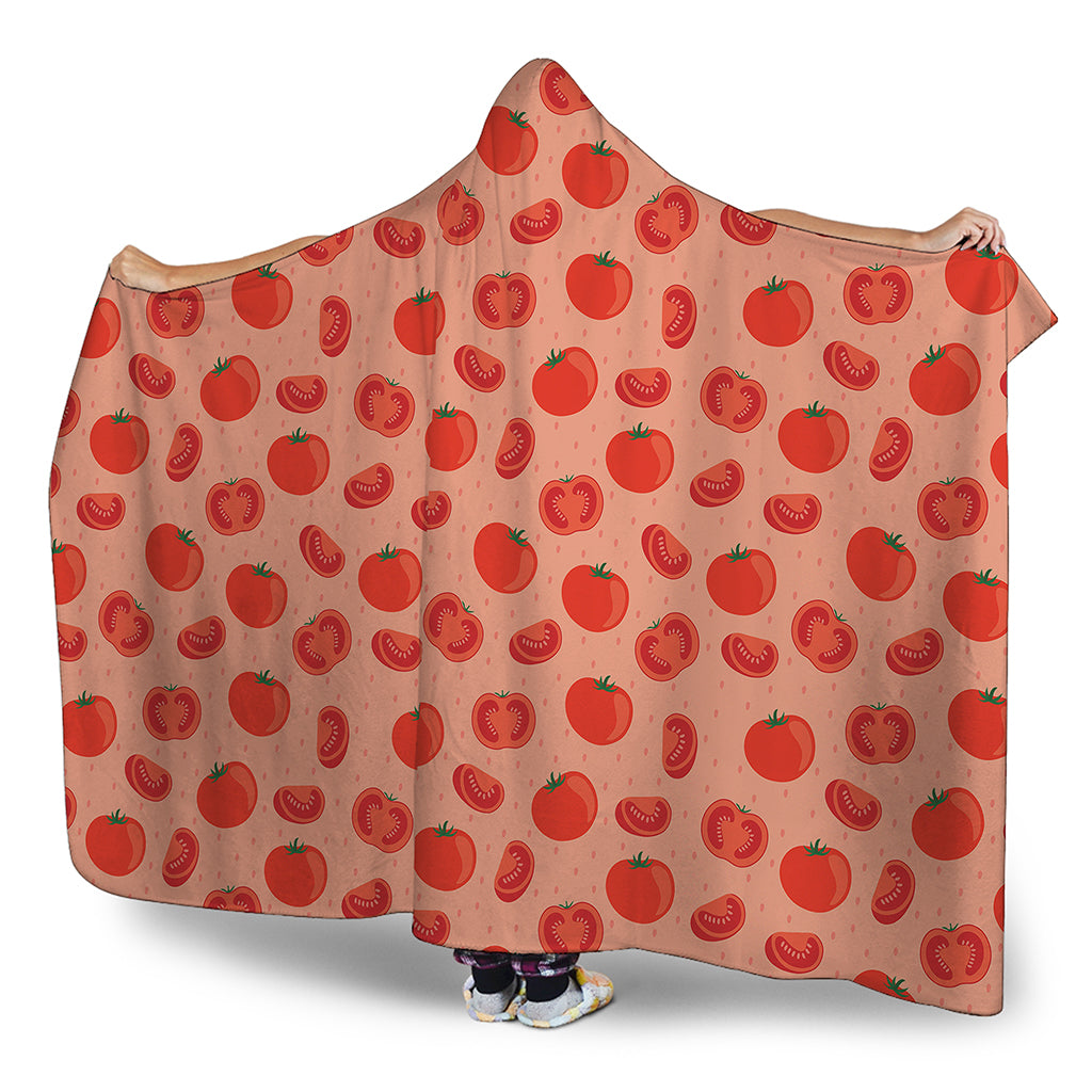 Cute Tomato Pattern Print Hooded Blanket