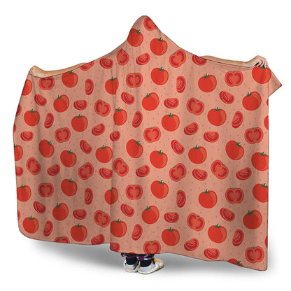 Cute Tomato Pattern Print Hooded Blanket