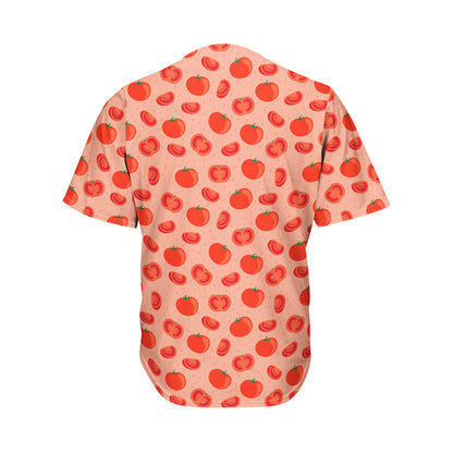 Cute Tomato Pattern Print Men's Baseball Jersey