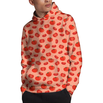 Cute Tomato Pattern Print Pullover Hoodie