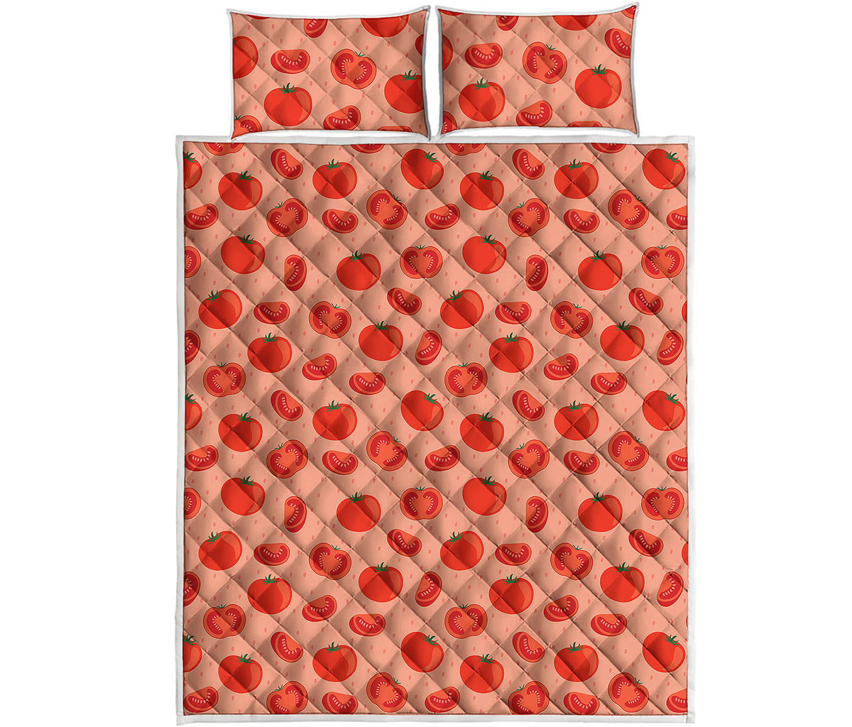 Cute Tomato Pattern Print Quilt Bed Set