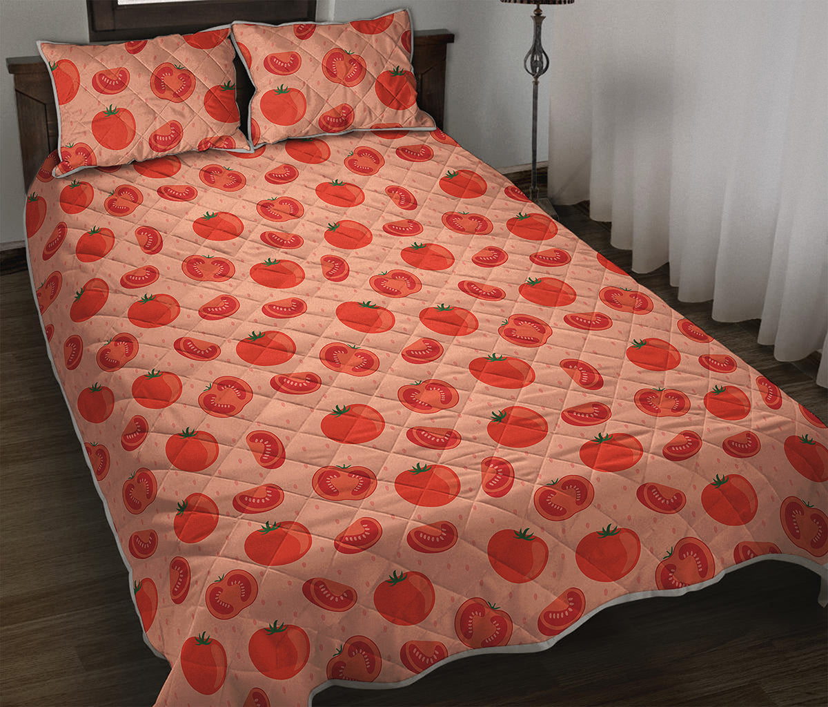 Cute Tomato Pattern Print Quilt Bed Set