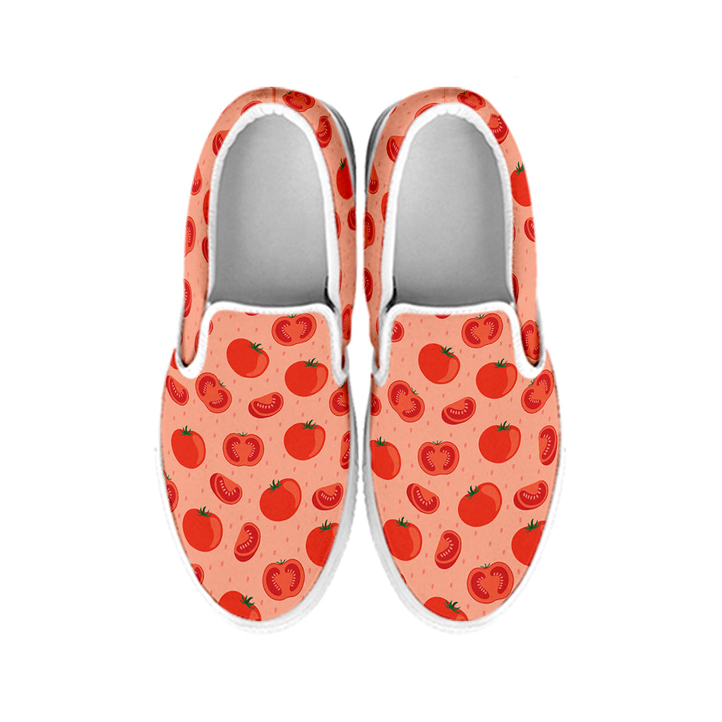 Cute Tomato Pattern Print White Slip On Shoes