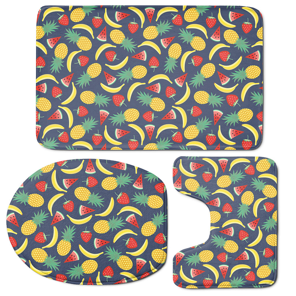Cute Tropical Fruits Pattern Print 3 Piece Bath Mat Set