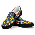 Cute Tropical Fruits Pattern Print Black Slip On Sneakers