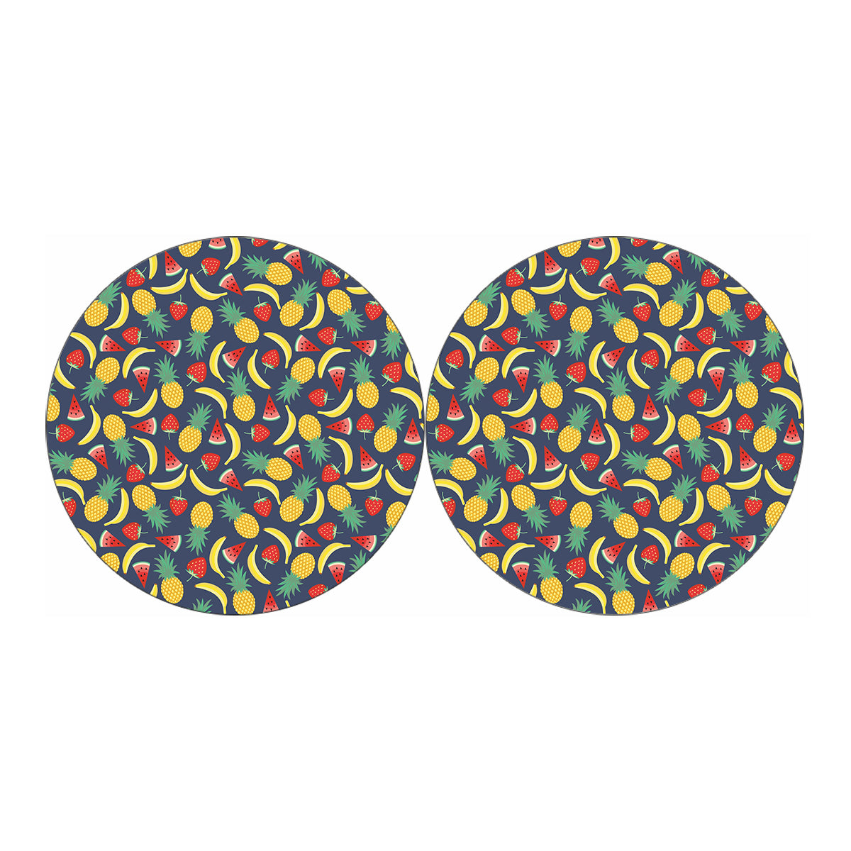 Cute Tropical Fruits Pattern Print Car Coasters