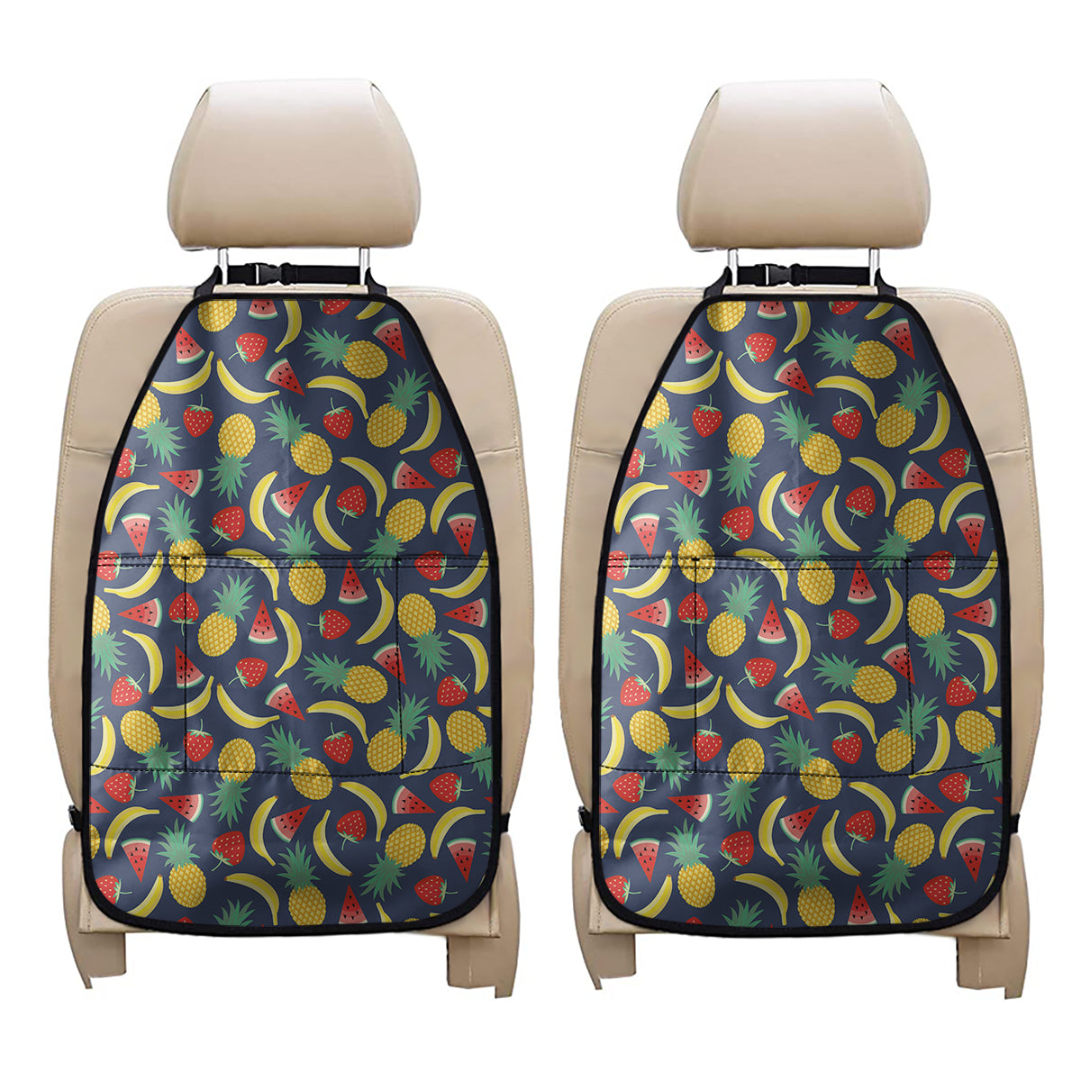 Cute Tropical Fruits Pattern Print Car Seat Organizers