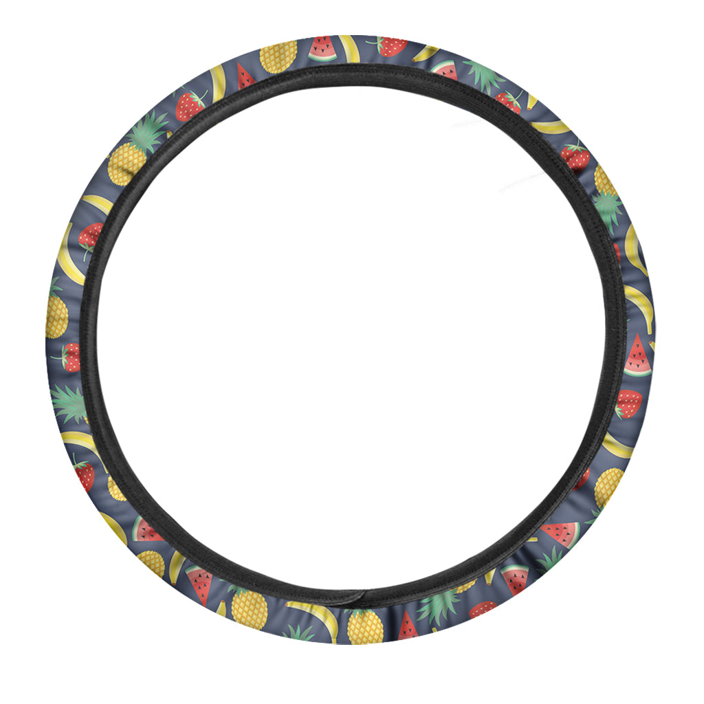 Cute Tropical Fruits Pattern Print Car Steering Wheel Cover