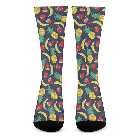 Cute Tropical Fruits Pattern Print Crew Socks