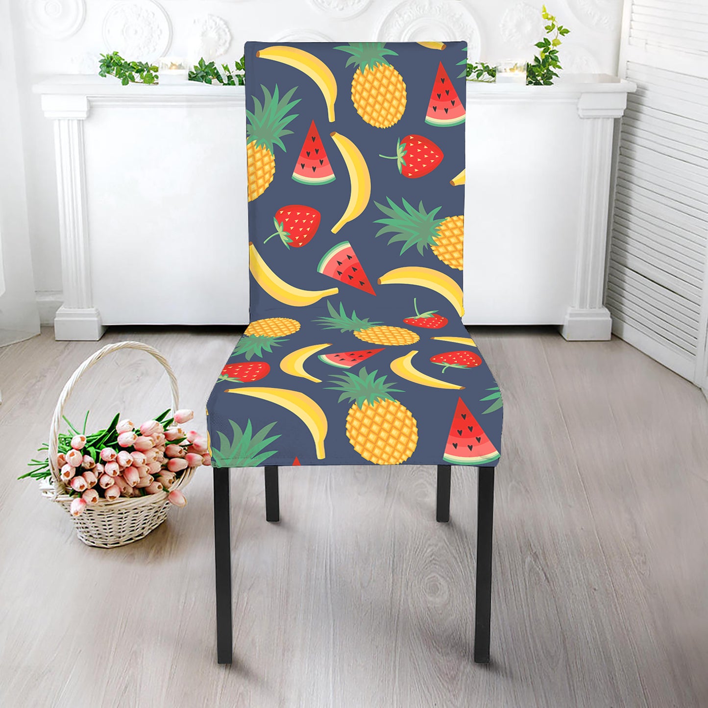 Cute Tropical Fruits Pattern Print Dining Chair Slipcover
