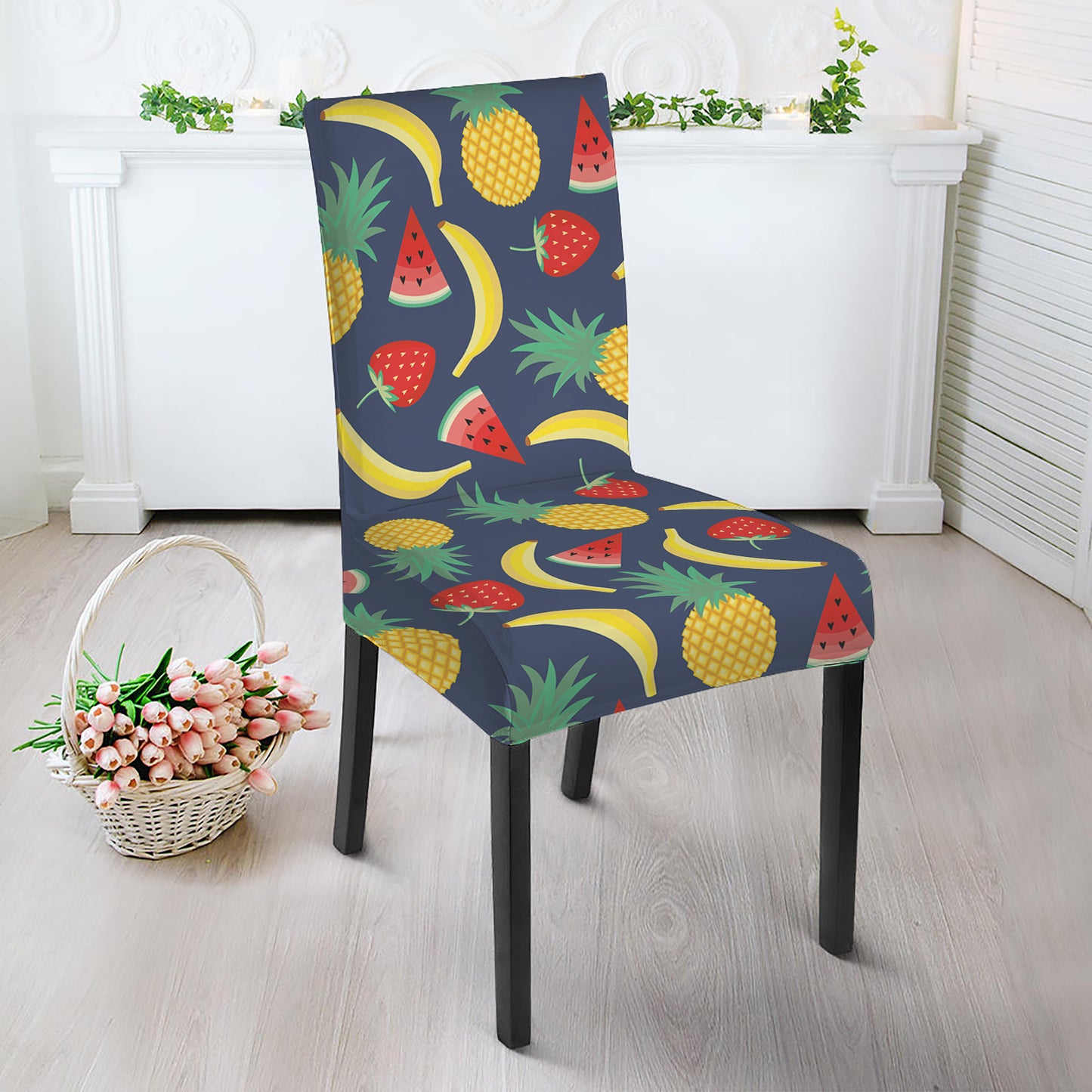 Cute Tropical Fruits Pattern Print Dining Chair Slipcover