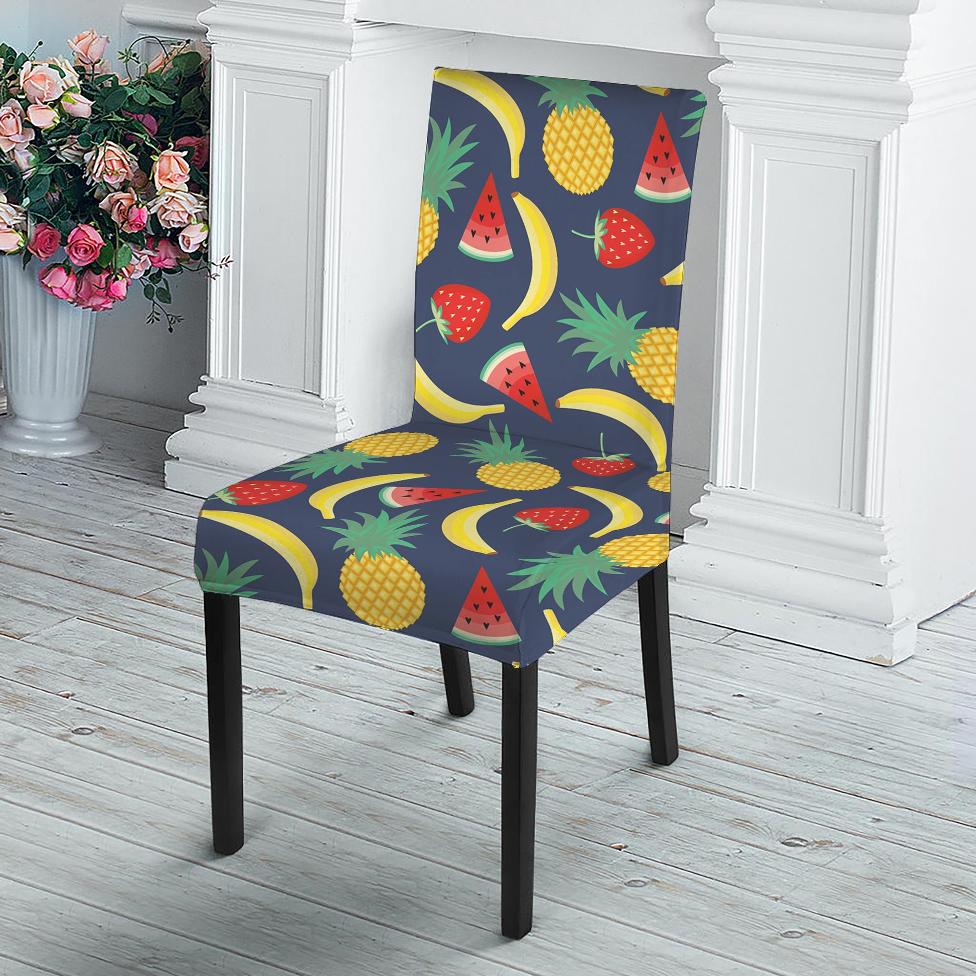 Cute Tropical Fruits Pattern Print Dining Chair Slipcover